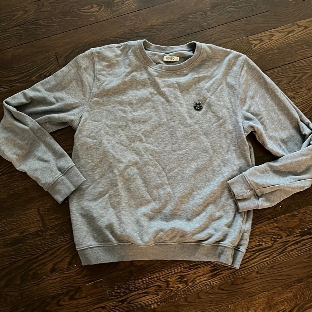 KENZO metal tiger crest logo grey sweatshirt XL